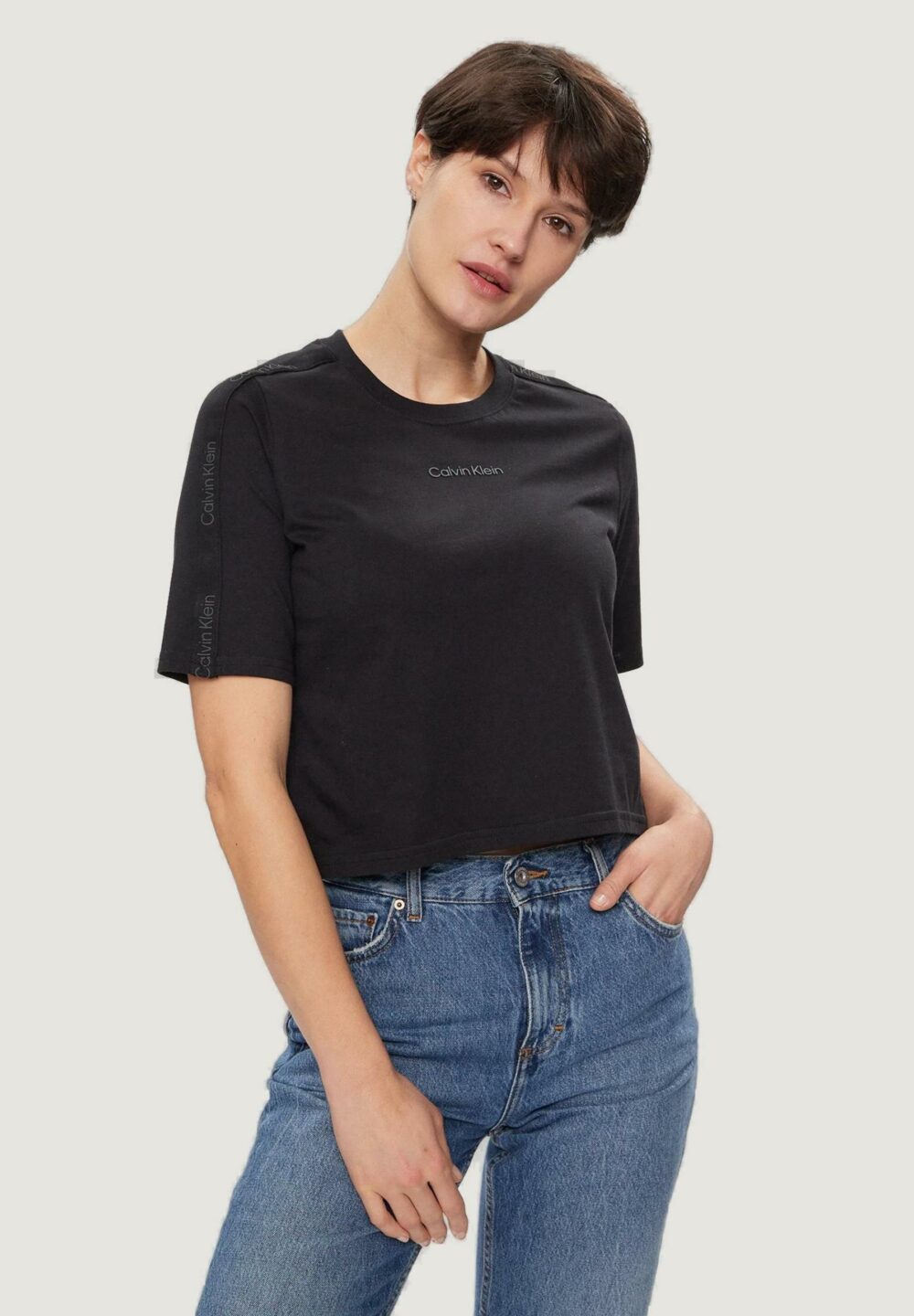 T-shirt Calvin Klein Sport pw - ss crop Nero - Foto 1