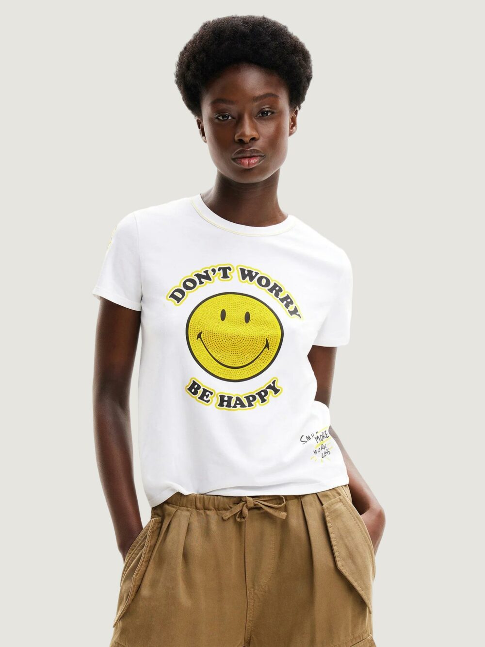 T-shirt Desigual more smiley Bianco - Foto 1