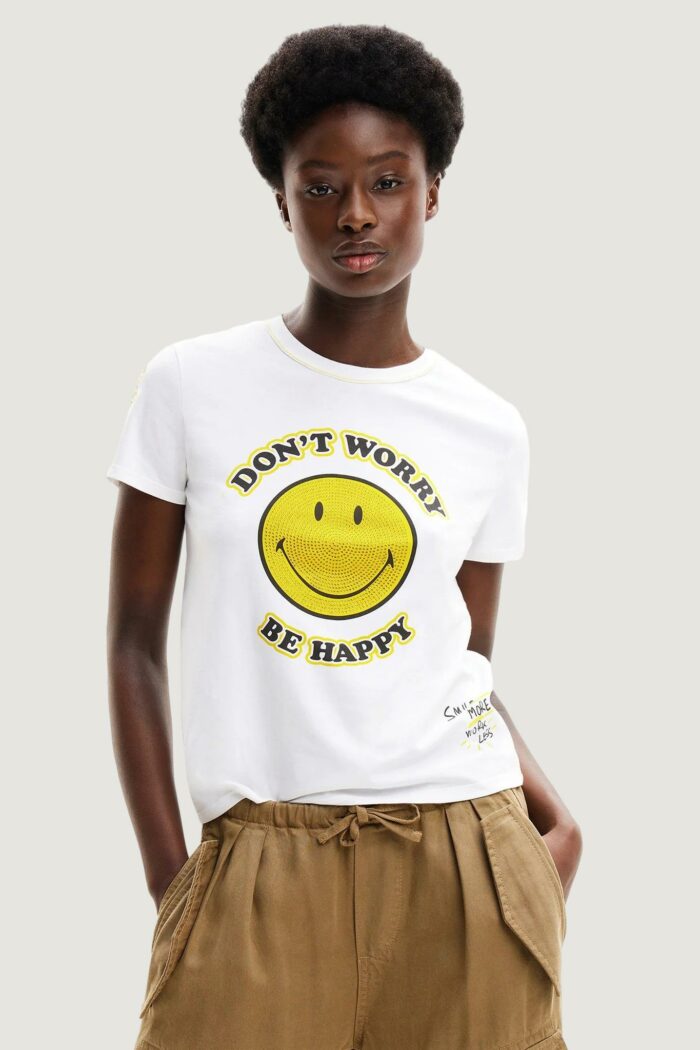 T-shirt Desigual more smiley Bianco