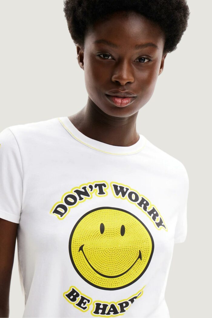 T-shirt Desigual more smiley Bianco