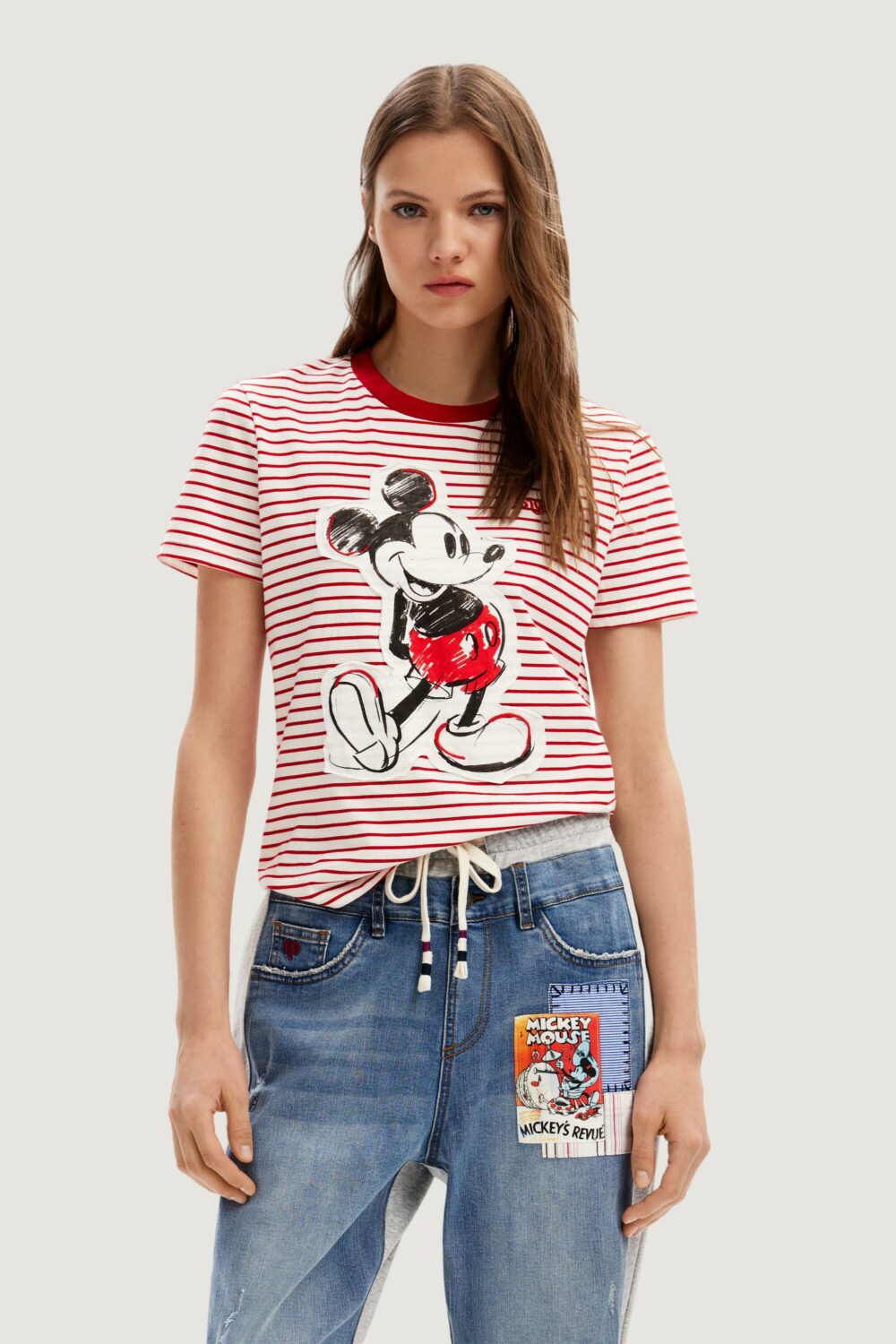 T-shirt Desigual mickey patch Rosso - Foto 1