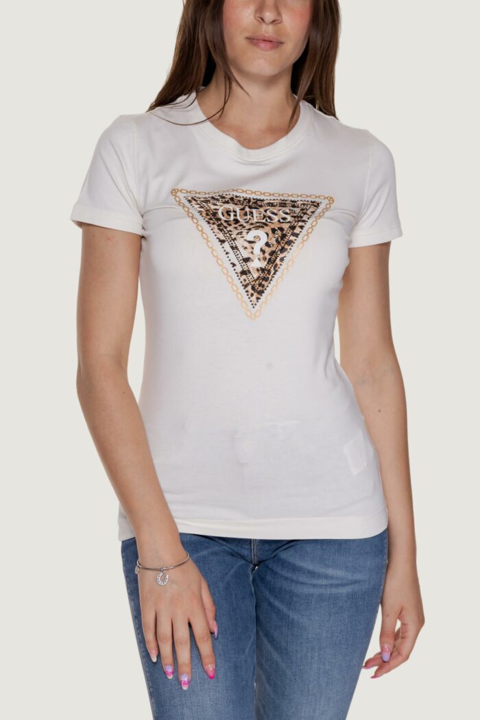 T-shirt Guess ss cn triangle leo Bianco