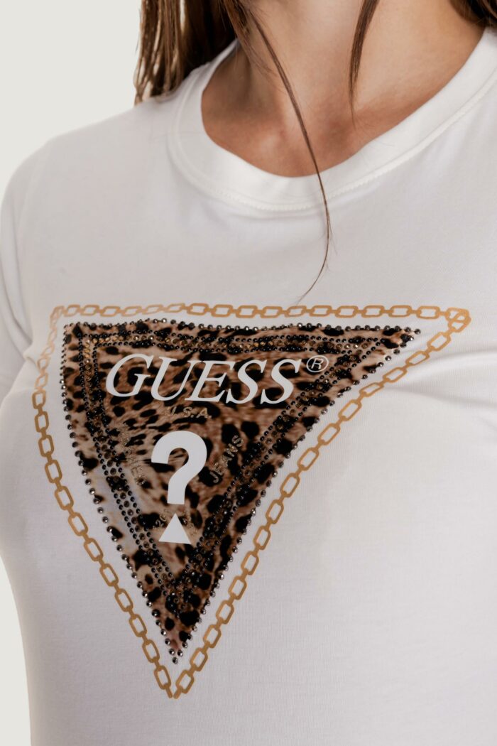 T-shirt Guess ss cn triangle leo Bianco