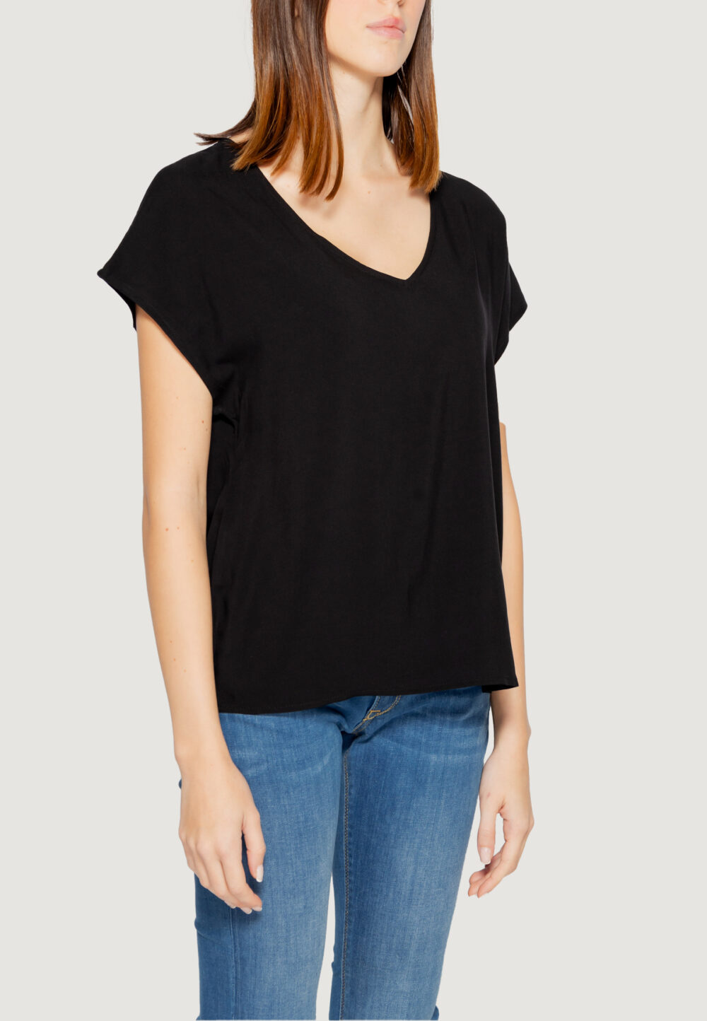 T-shirt Jacqueline de Yong jdystarr life s/s v-neck top wvn Nero - Foto 3