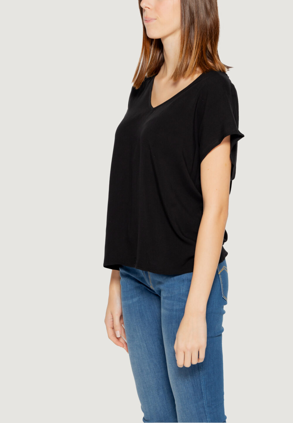 T-shirt Jacqueline de Yong jdystarr life s/s v-neck top wvn Nero - Foto 4