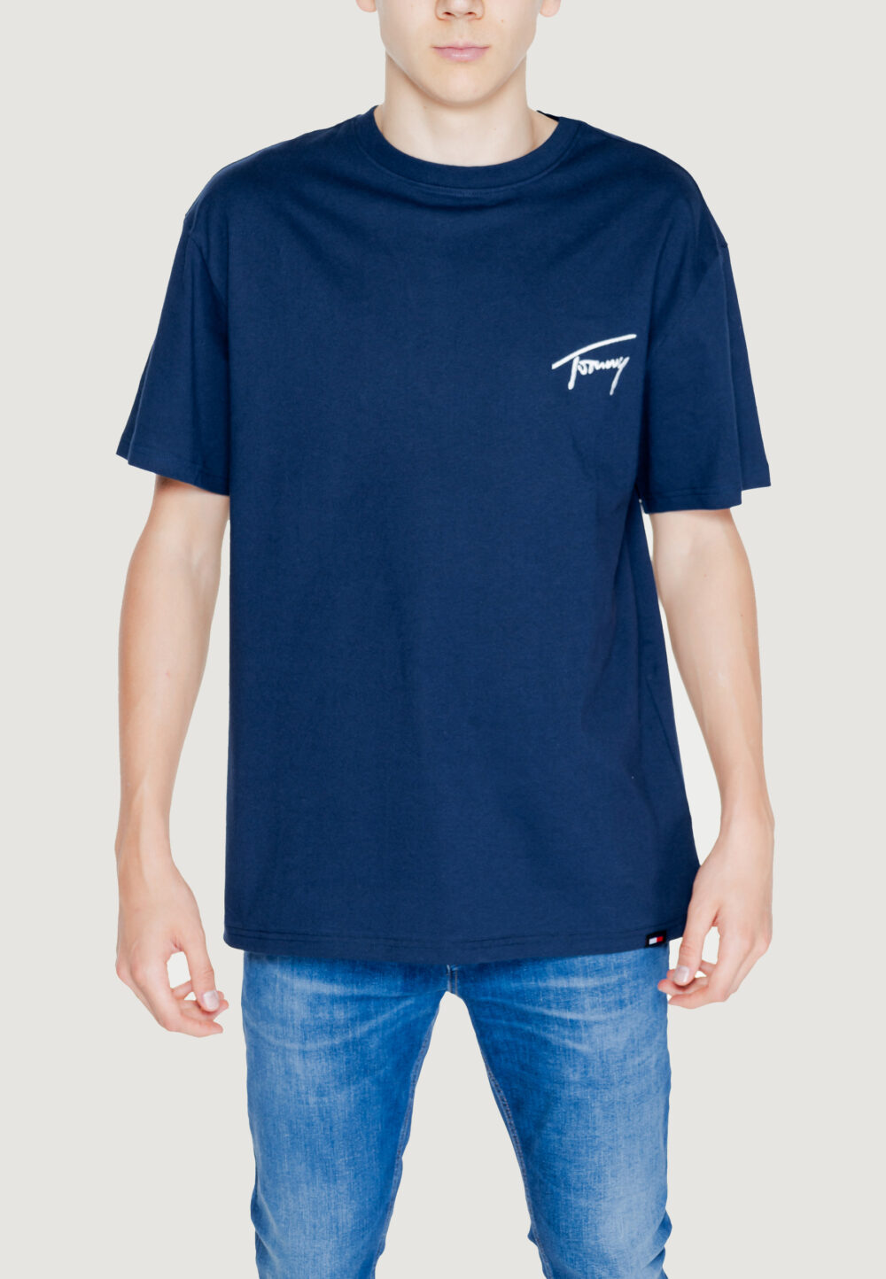 T-shirt Tommy Hilfiger Jeans reg signature Blu - Foto 1