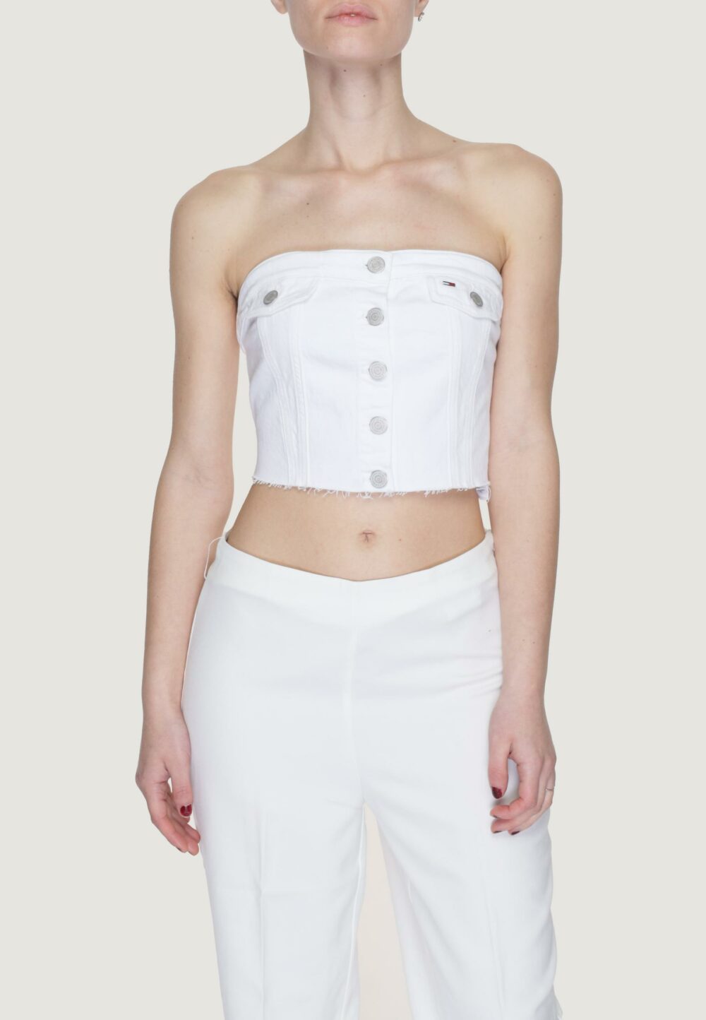 Top Tommy Hilfiger Jeans bustier bh619 Bianco - Foto 1