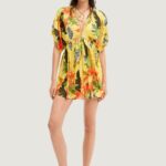 Vestito corto Desigual top tropical party Giallo - Foto 1