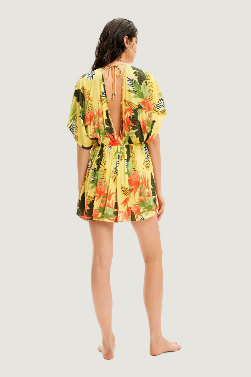 Vestito corto Desigual top tropical party Giallo - Foto 3