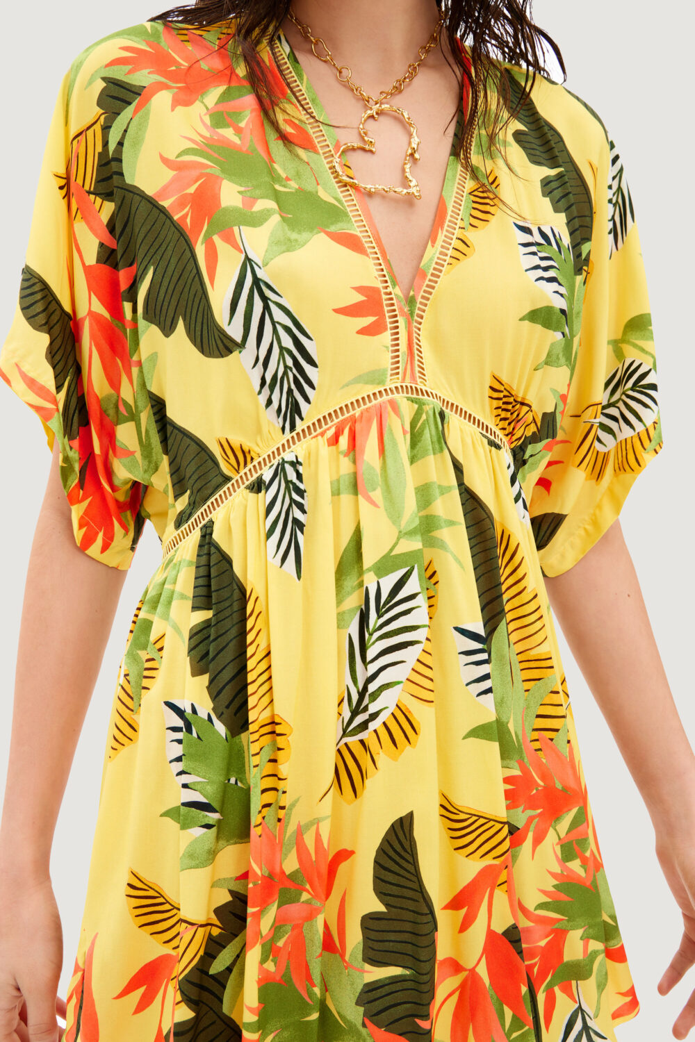 Vestito corto Desigual top tropical party Giallo - Foto 6