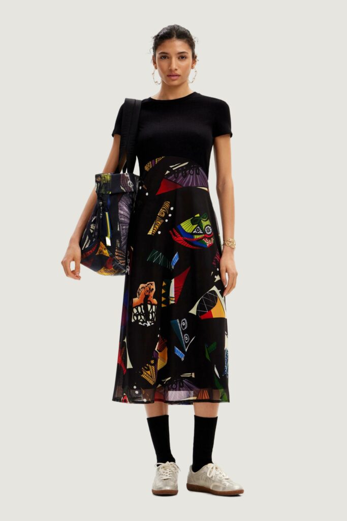 Vestito lungo Desigual lin lacroix Nero