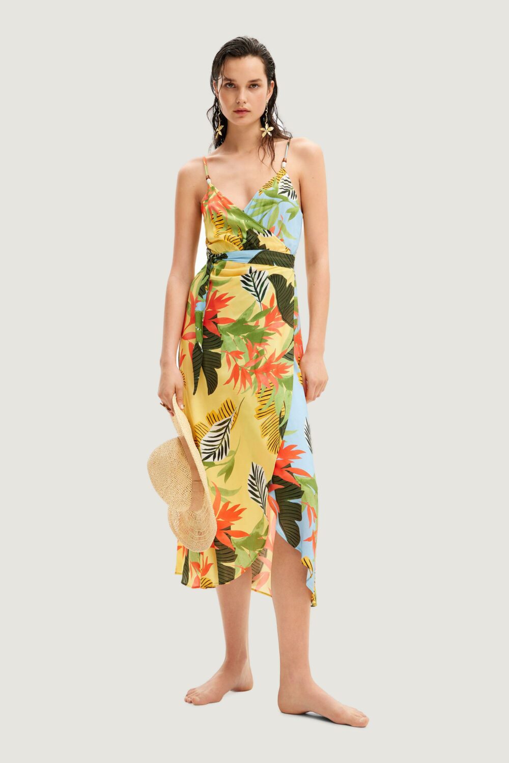 Vestito midi Desigual tropical leave Giallo - Foto 1