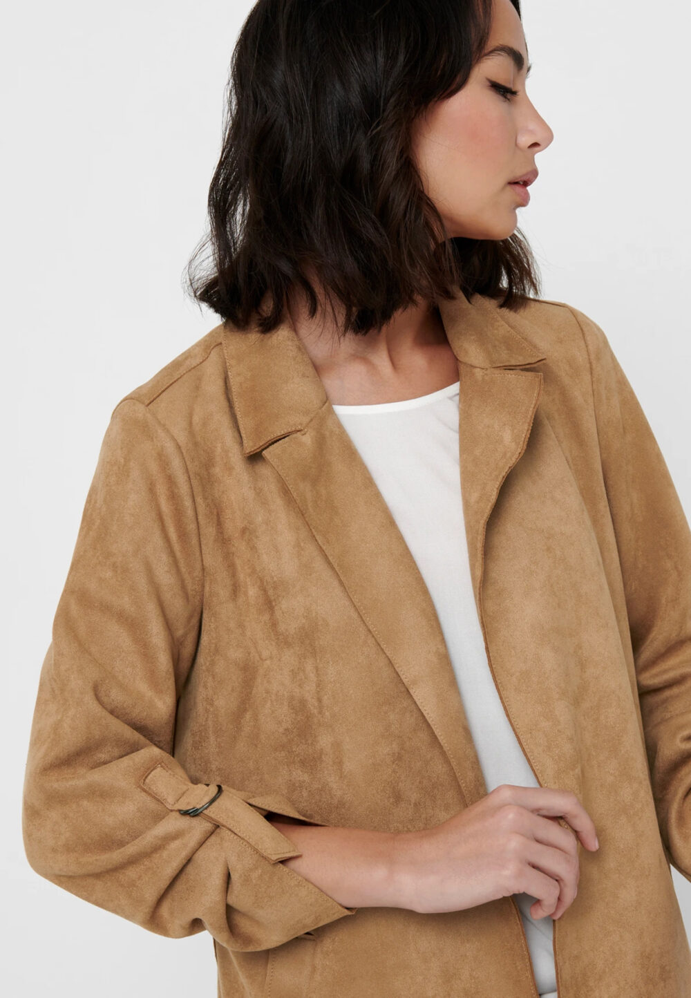 Cappotto Only joline faux suede coat cc otw Beige scuro - Foto 3