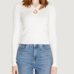 Maglia Only onlmeddi ls peek a boo v-neck cc knt Bianco - Foto 1