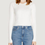 Maglia Only onlmeddi ls rib crop o-neck cc knt Bianco - Foto 1