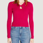 Maglia Only onlmeddi ls peek a boo v-neck cc knt Fuxia - Foto 1