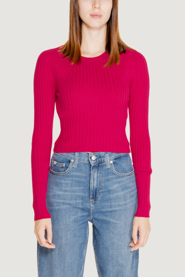 Maglia Only onlmeddi ls rib crop o-neck cc knt Fuxia