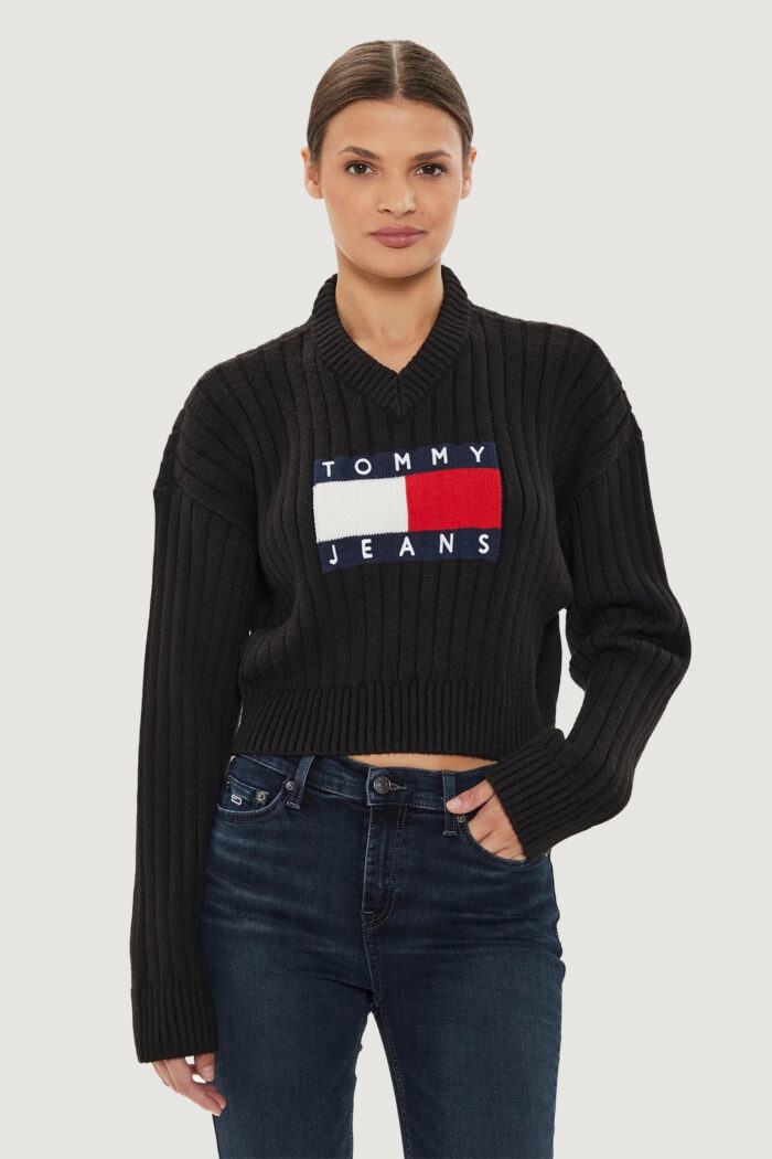 Maglione Tommy Hilfiger Jeans tjw vnck center flag Nero