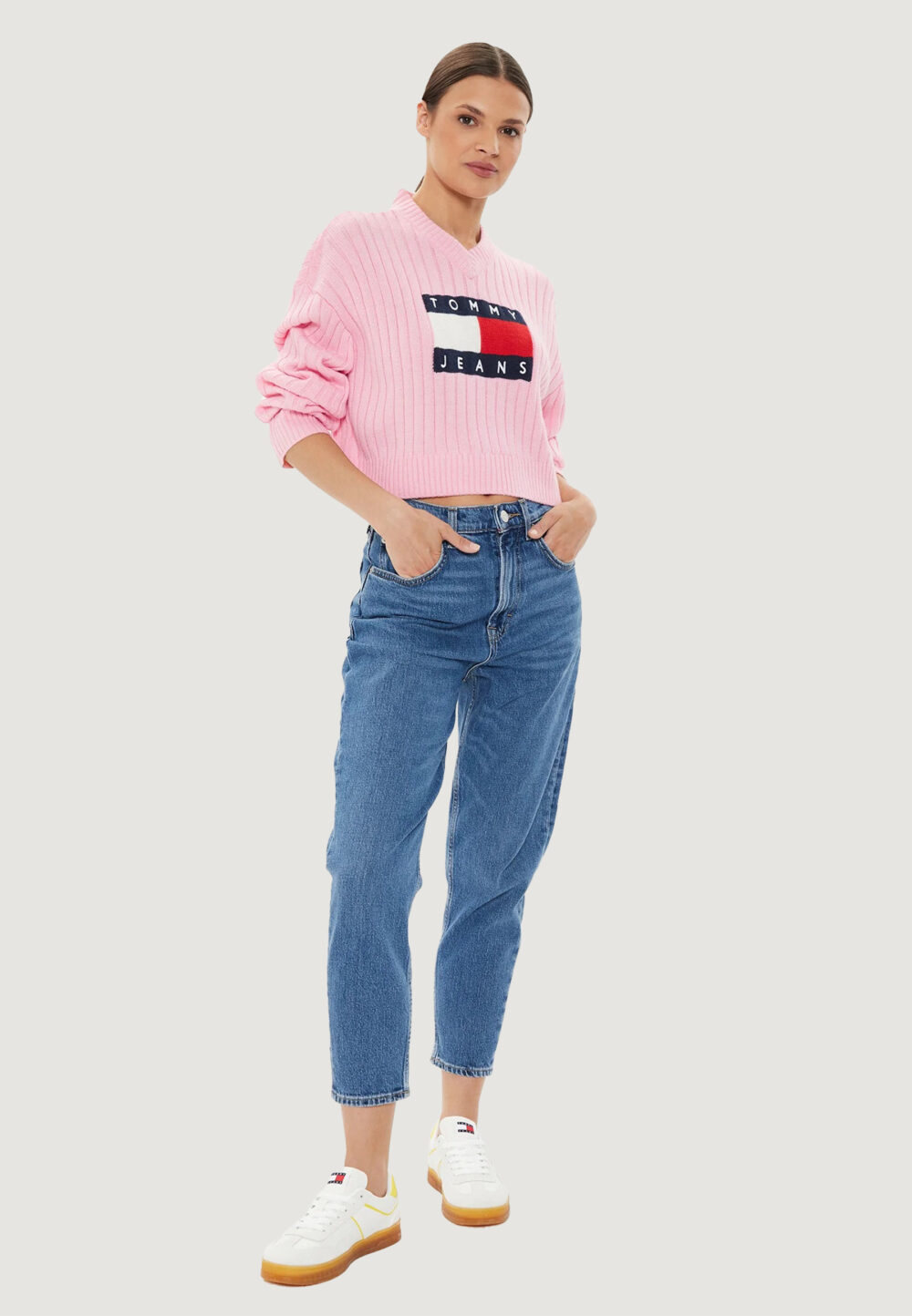 Maglione Tommy Hilfiger Jeans tjw vnck center flag Rosa - Foto 2