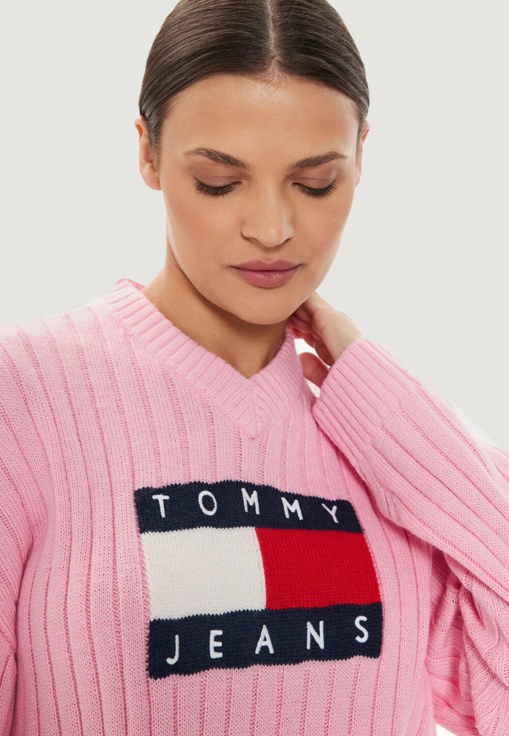 Maglione Tommy Hilfiger Jeans tjw vnck center flag Rosa - Foto 4