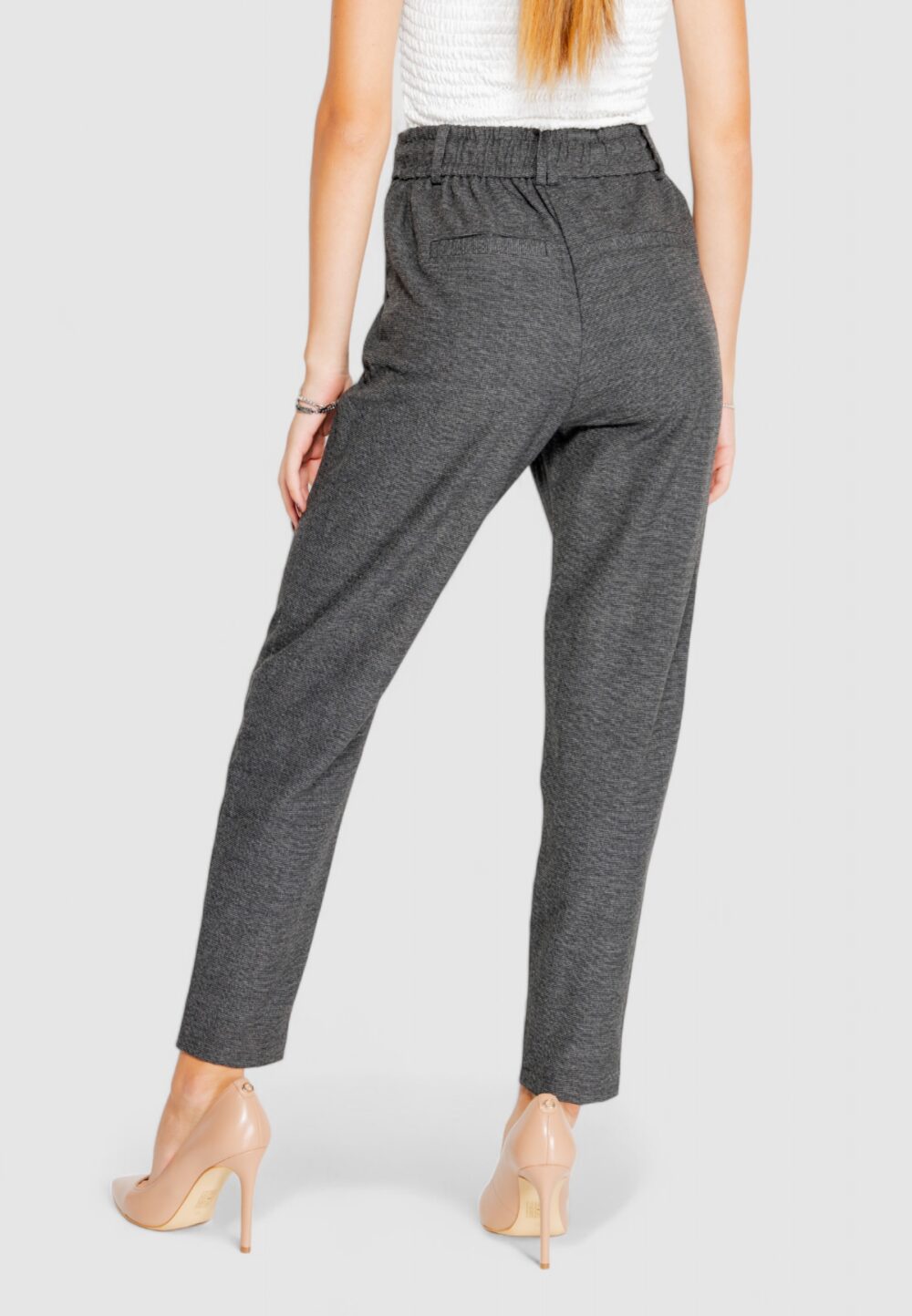 Pantaloni a sigaretta Only onlpoptrash-dell easy mel pant pnt Grigio Scuro - Foto 4