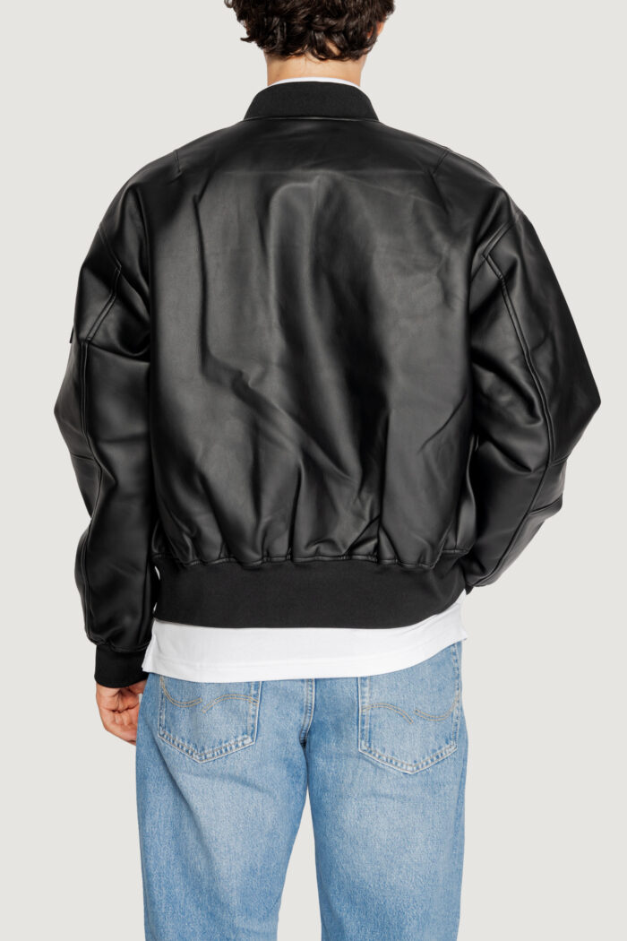 Piumino Calvin Klein Jeans faux leather bomber Nero