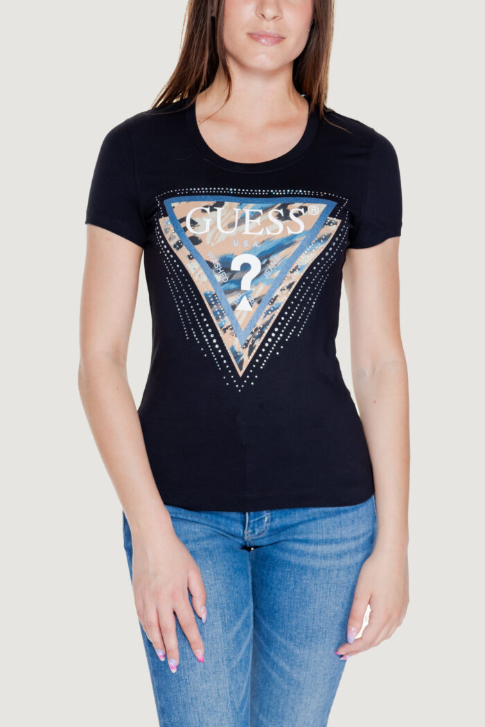 T-shirt Guess ss cn leo triangle Nero