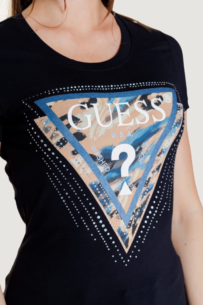 T-shirt Guess ss cn leo triangle Nero