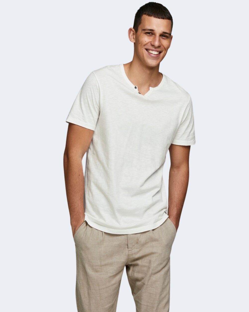 T-shirt Jack Jones esplit neck tee ss noos Panna - Foto 1