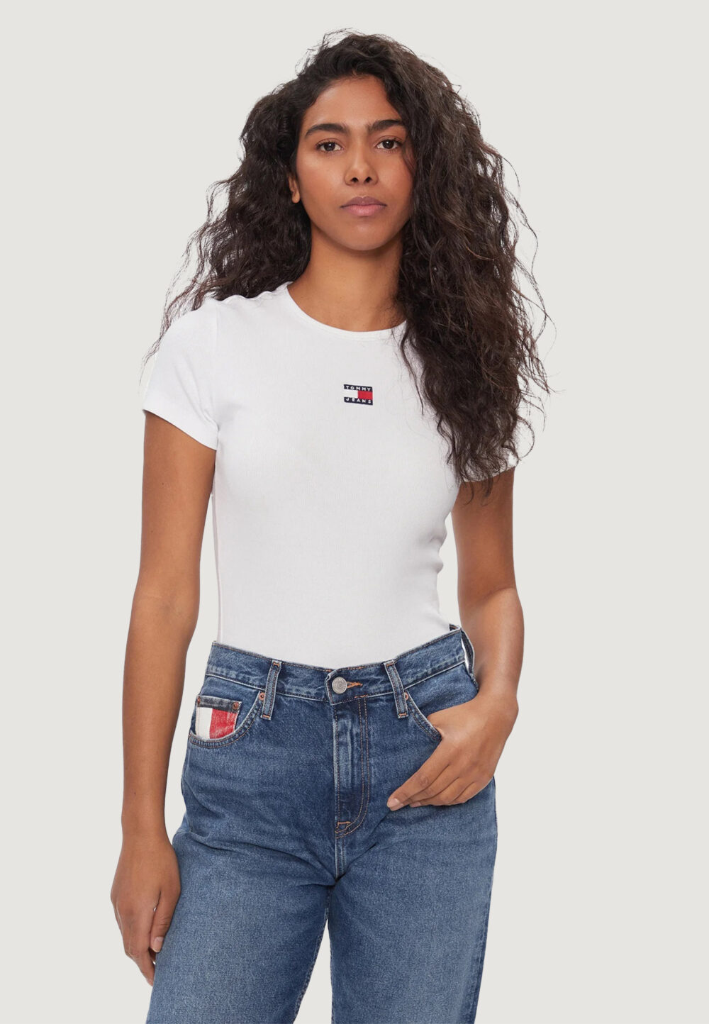 T-shirt Tommy Hilfiger Jeans tjw badge rib Bianco - Foto 1