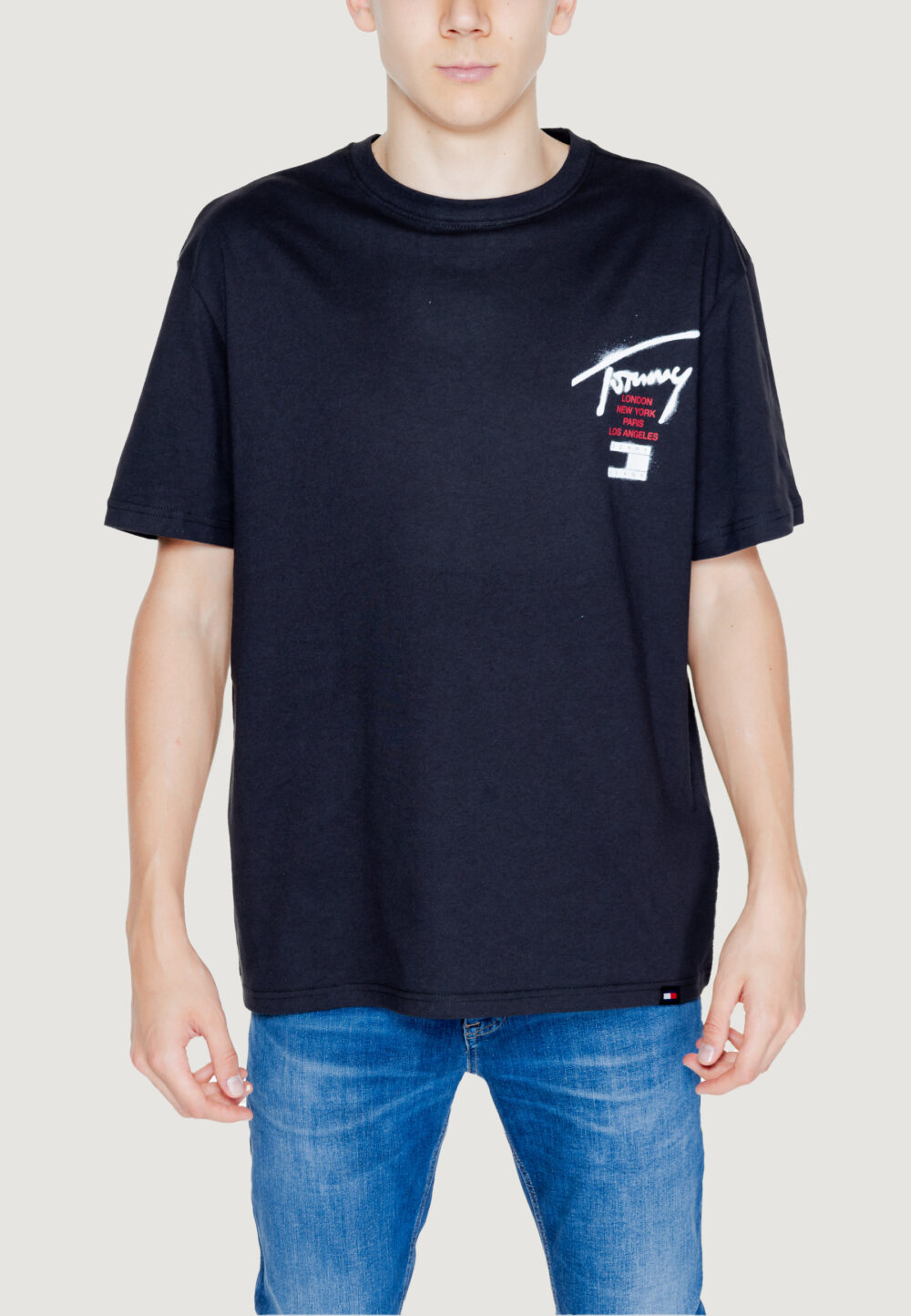 T-shirt Tommy Hilfiger Jeans tjm reg graffiti sig Nero - Foto 1