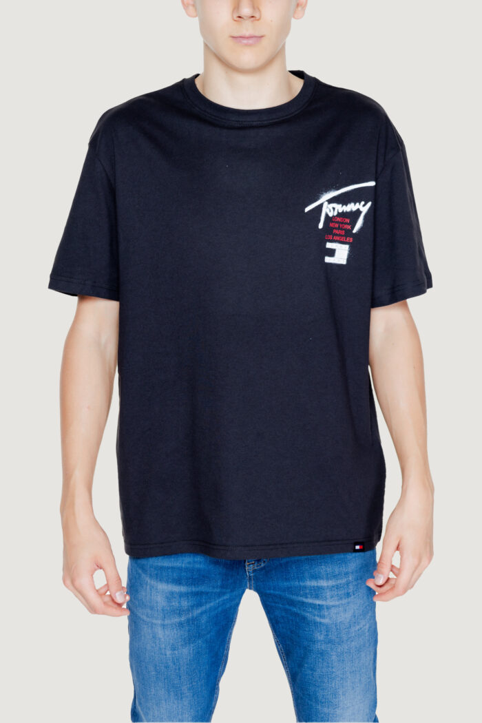 T-shirt Tommy Hilfiger Jeans tjm reg graffiti sig Nero