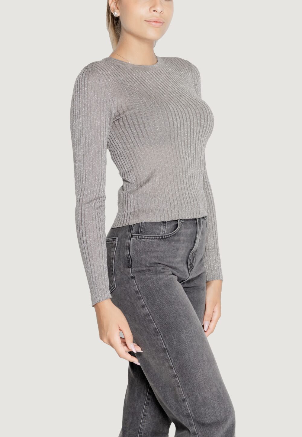 Maglia Jacqueline de Yong jdyplum lurex l/s o-neck pullover knt Grigio - Foto 6