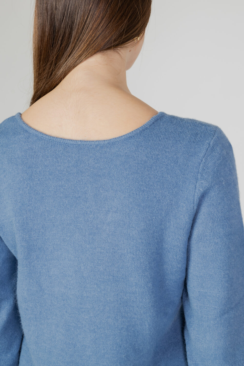 Maglione Vila Clothes viril rev v-neck l/s knit top - noos Blu Chiaro - Foto 4