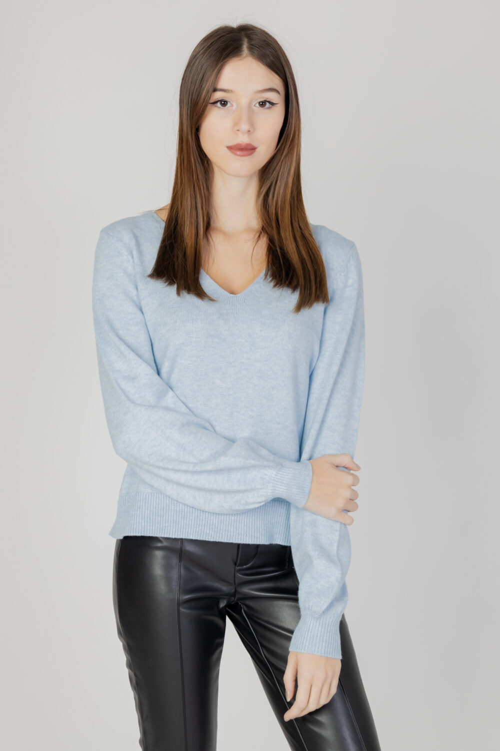 Maglione Vila Clothes viril rev v-neck l/s knit top - noos Celeste - Foto 1