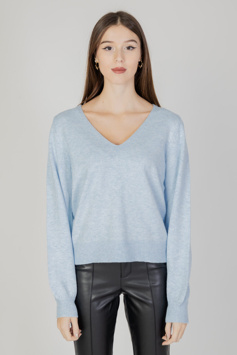 Maglione Vila Clothes viril rev v-neck l/s knit top - noos Celeste - Foto 6