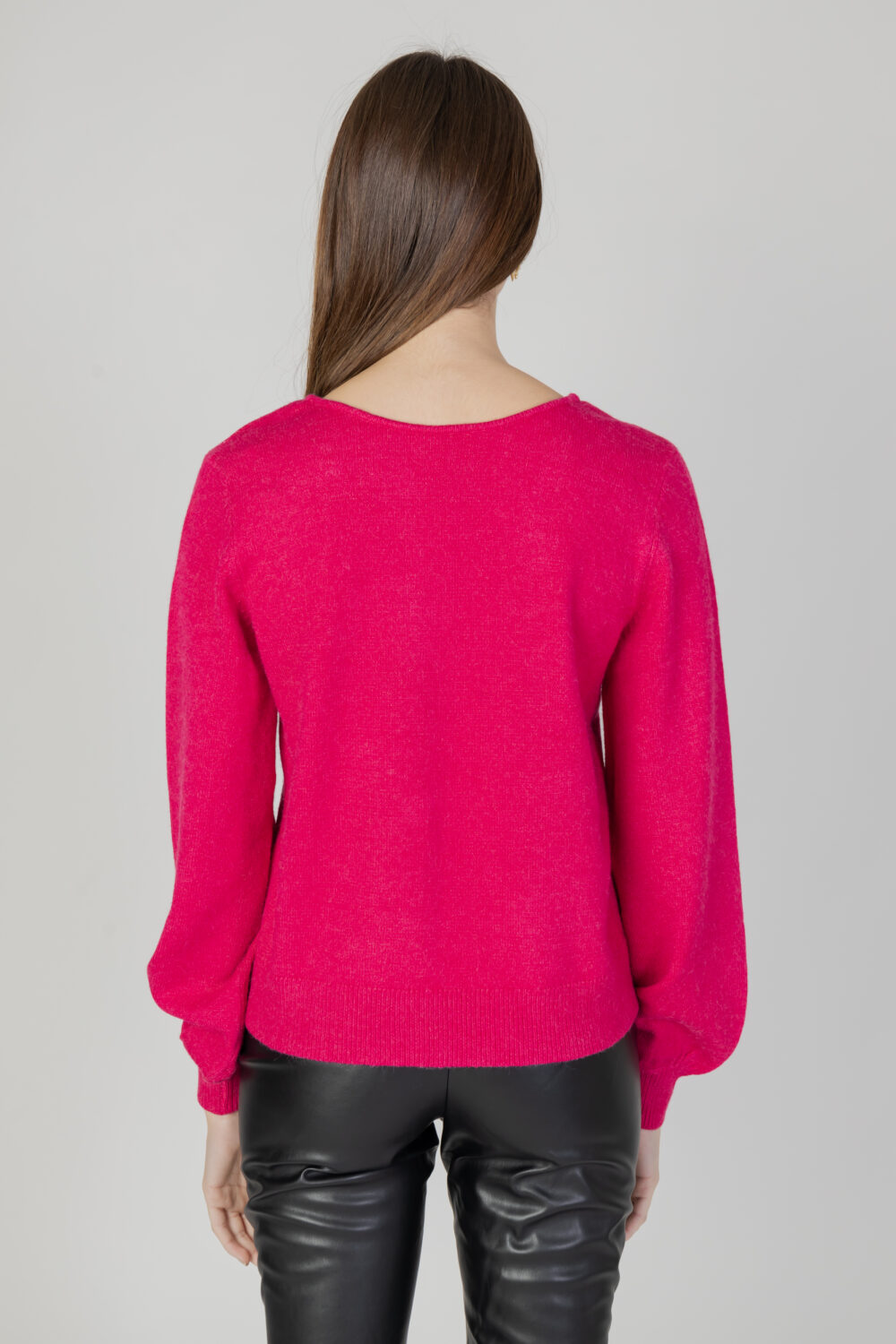 Maglione Vila Clothes viril rev v-neck l/s knit top - noos Fuxia - Foto 3