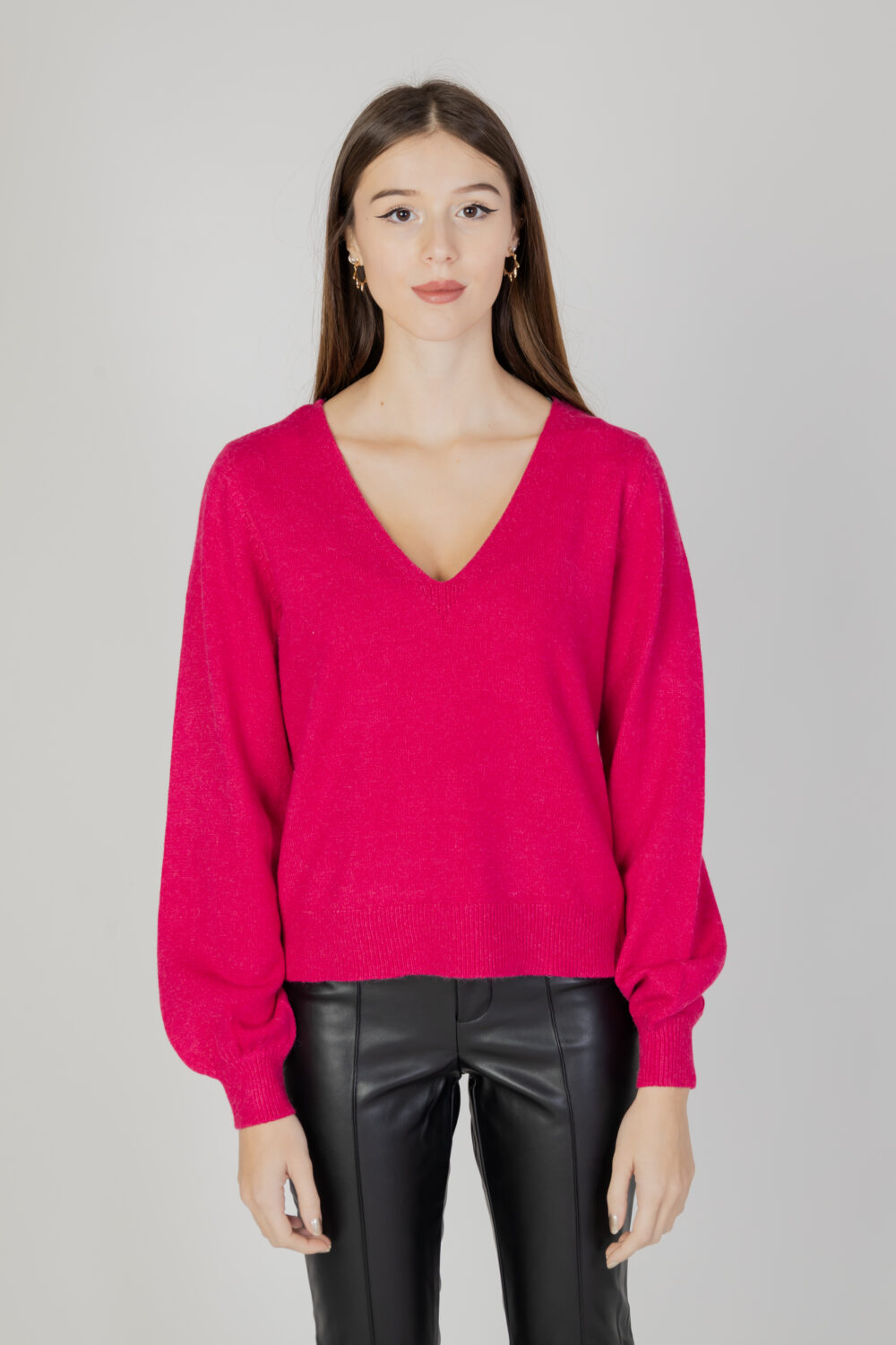 Maglione Vila Clothes viril rev v-neck l/s knit top - noos Fuxia - Foto 6