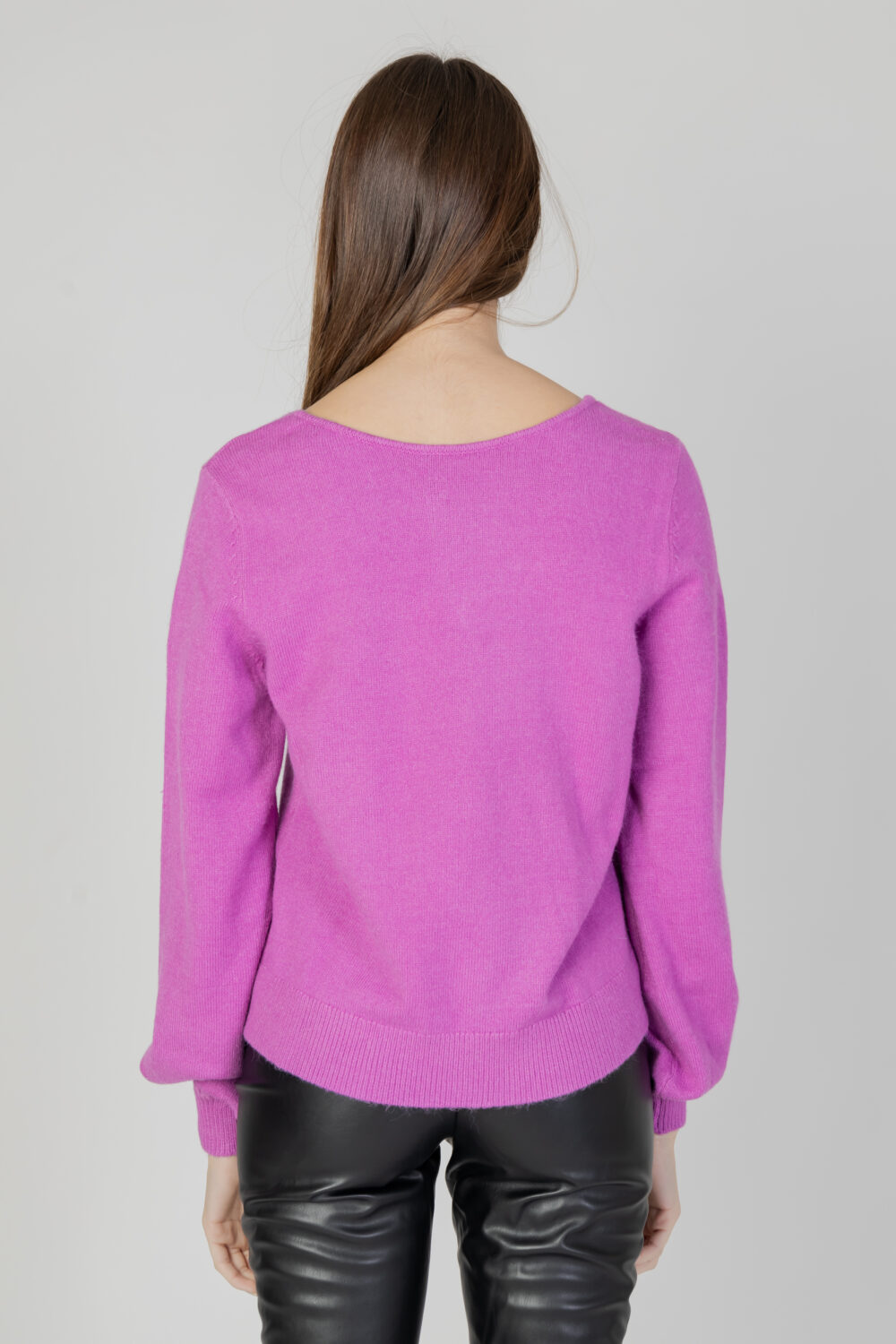 Maglione Vila Clothes viril rev v-neck l/s knit top - noos Magenta - Foto 3