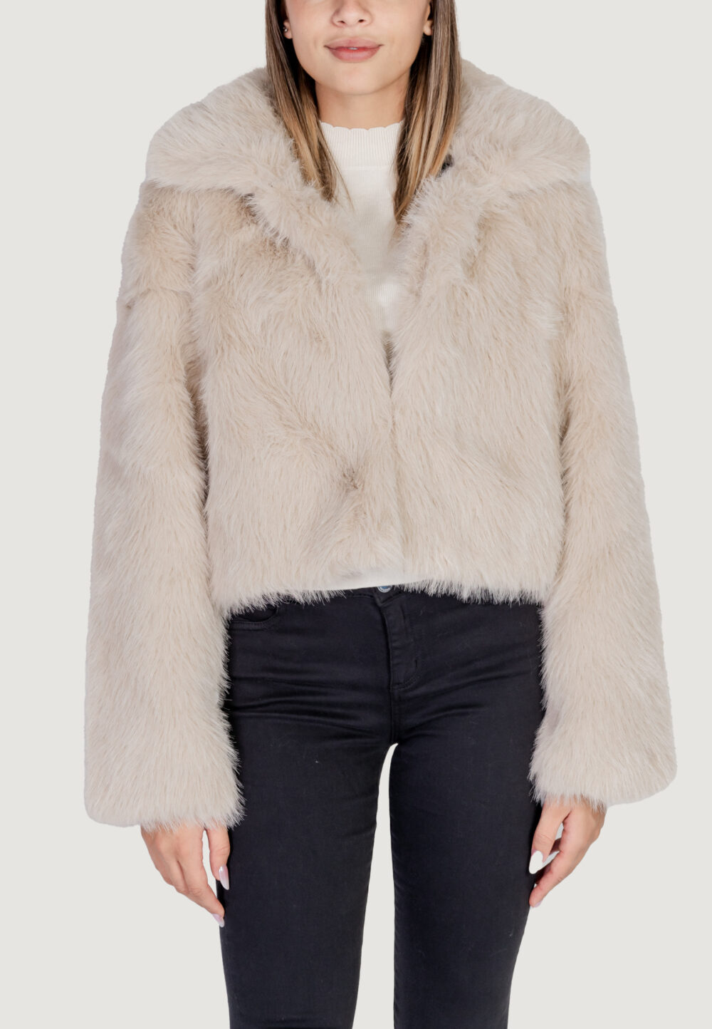 Pelliccia ecologica Only onlmanny faux fur cc otw Beige chiaro - Foto 3