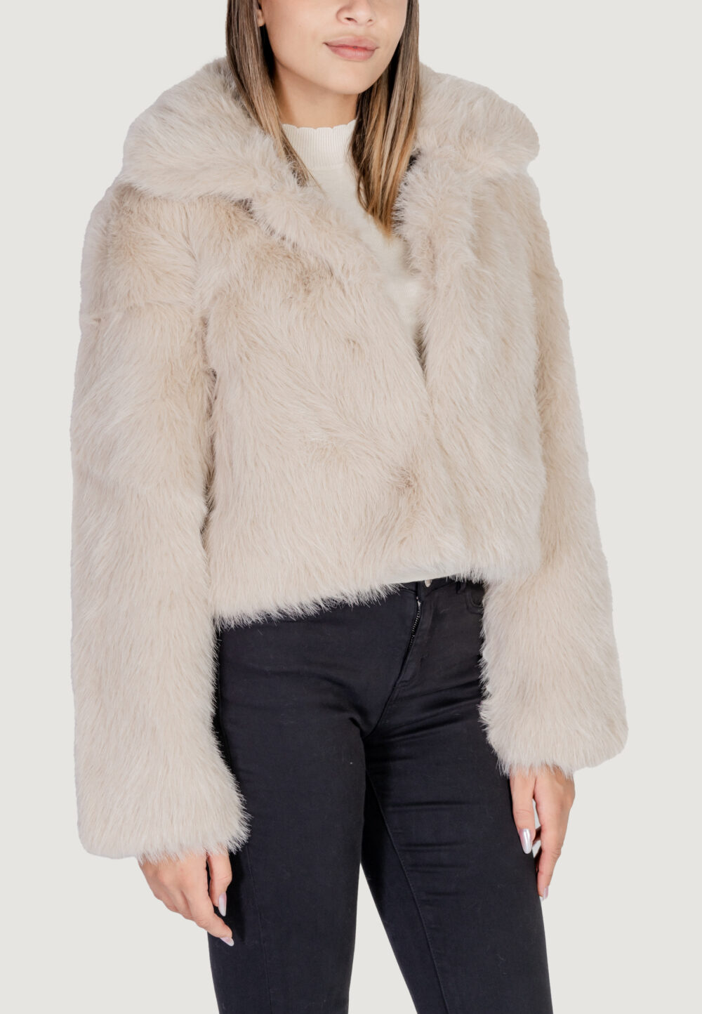 Pelliccia ecologica Only onlmanny faux fur cc otw Beige chiaro - Foto 4