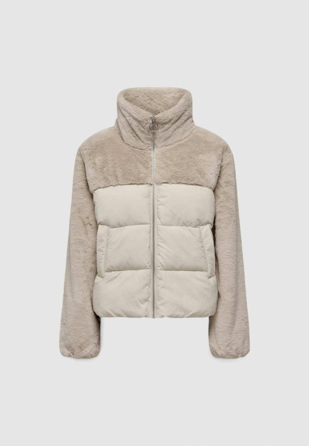 Piumino Only onlwanja fur puffer mix jacket noos ot Beige chiaro - Foto 1