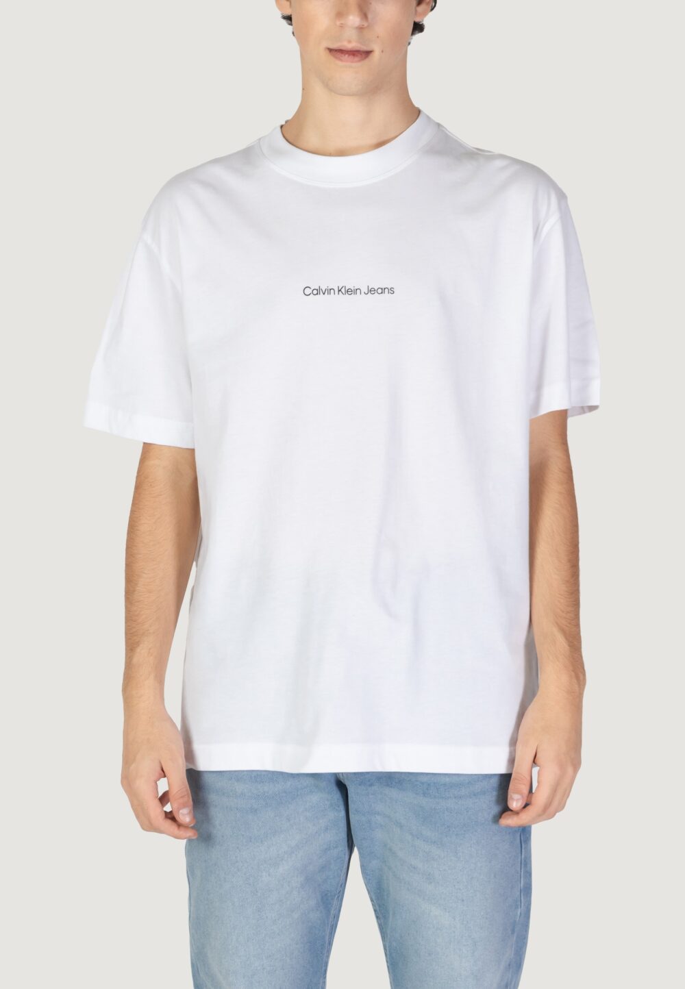 T-shirt Calvin Klein Jeans grid monogram tee Bianco - Foto 1