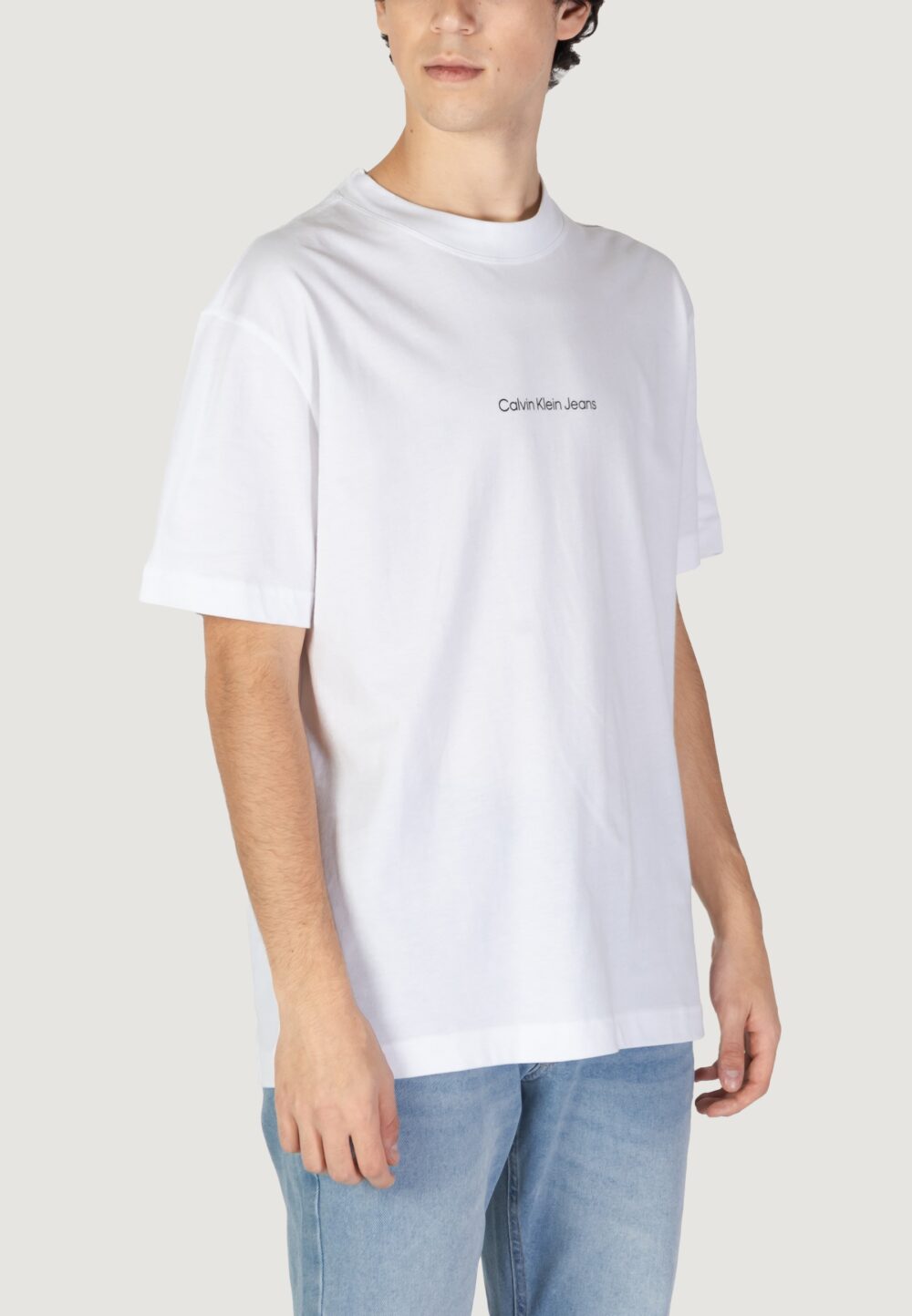 T-shirt Calvin Klein Jeans grid monogram tee Bianco - Foto 4