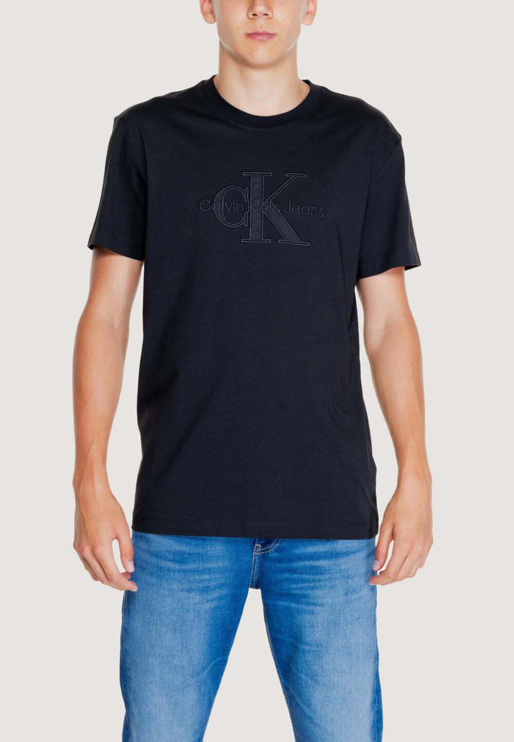 T-shirt Calvin Klein Jeans monologo applique Nero - Foto 1