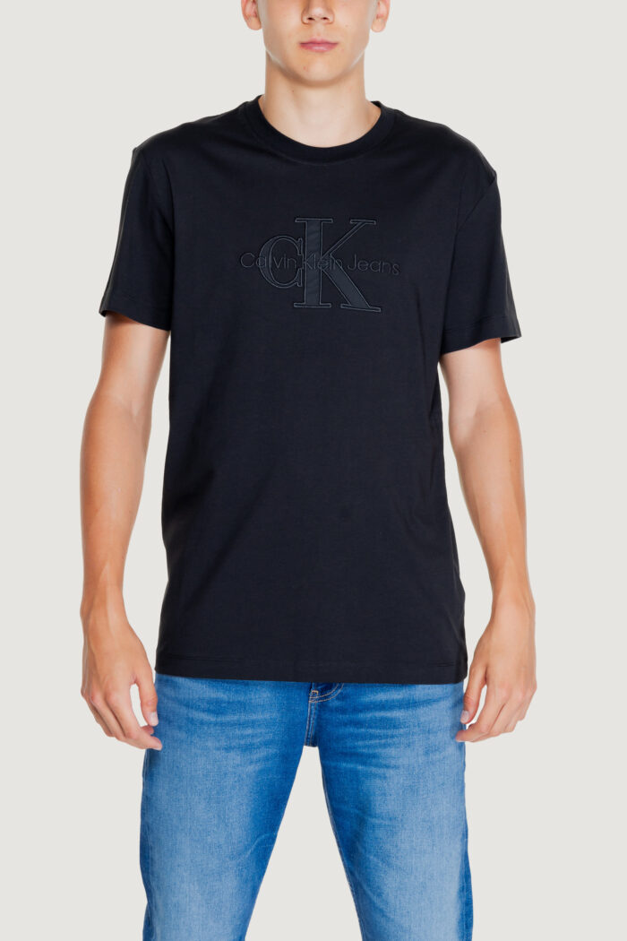 T-shirt Calvin Klein Jeans monologo applique Nero