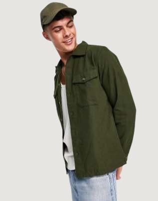 Camicia manica lunga Jack Jones jjejay overshirt l/s sn Verde Oliva