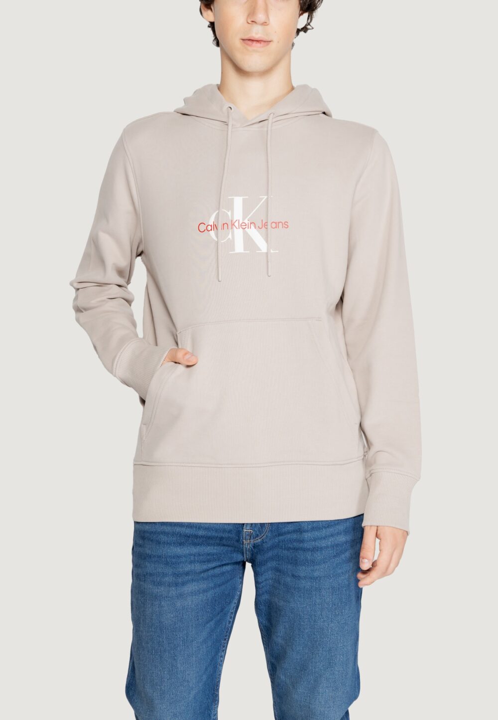 Felpa con cappuccio Calvin Klein Jeans distressed monologo Beige - Foto 5