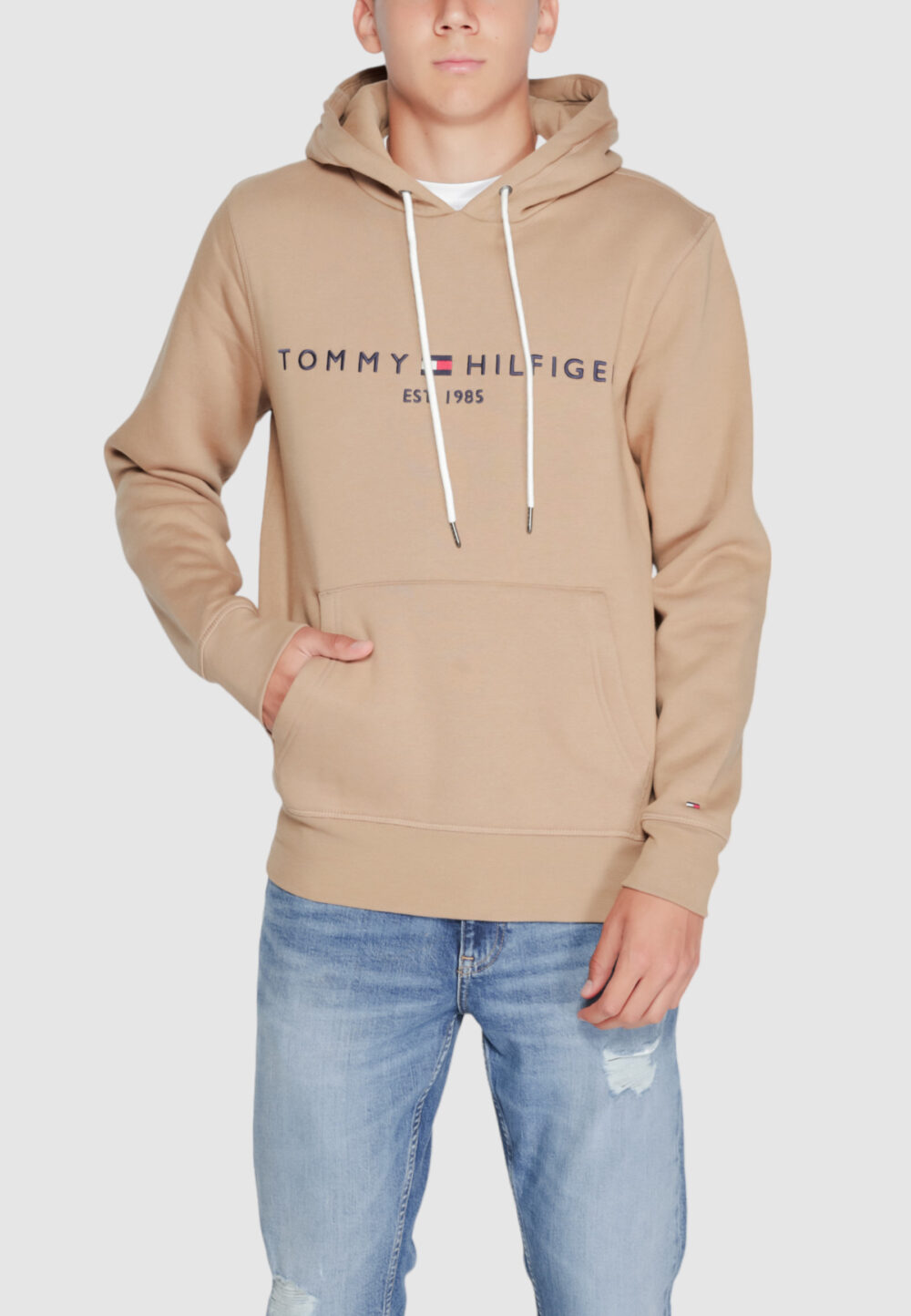 Felpa con cappuccio Tommy Hilfiger tommy logo Beige - Foto 1