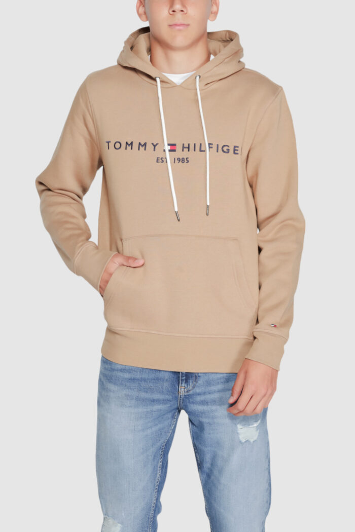 Felpa con cappuccio Tommy Hilfiger tommy logo Beige